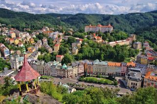 View over the charming town of Karlovy Vary. Spa town in europe.