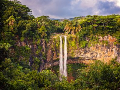 The Chamarel waterfall plunges from a height of 100 meters.