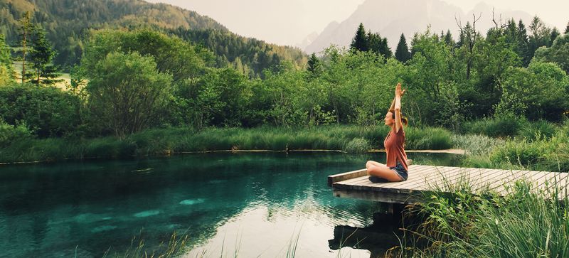 Spa holidays in eastern europe, woman balancing at a spa in slovenia