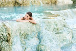 Natural pool in Saturnia, Tuscany. Spa town in europe.
