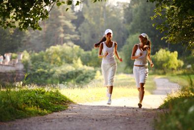 two women running during their fitness holiday
